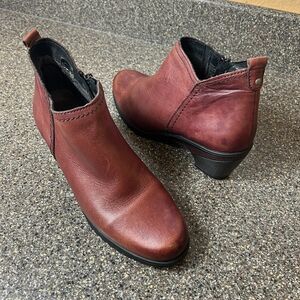Spring Step Burgundy Leather Womens EU 38 US 7.5 Zip Ankle Bootie Comfort Casual